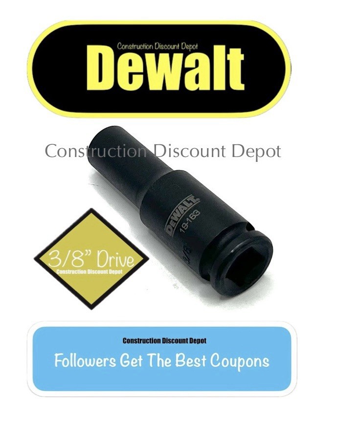 Dewalt EASY READ 3/8″ Drive 3/8″ In. Deep 6 Point Black Impact Socket 19-163