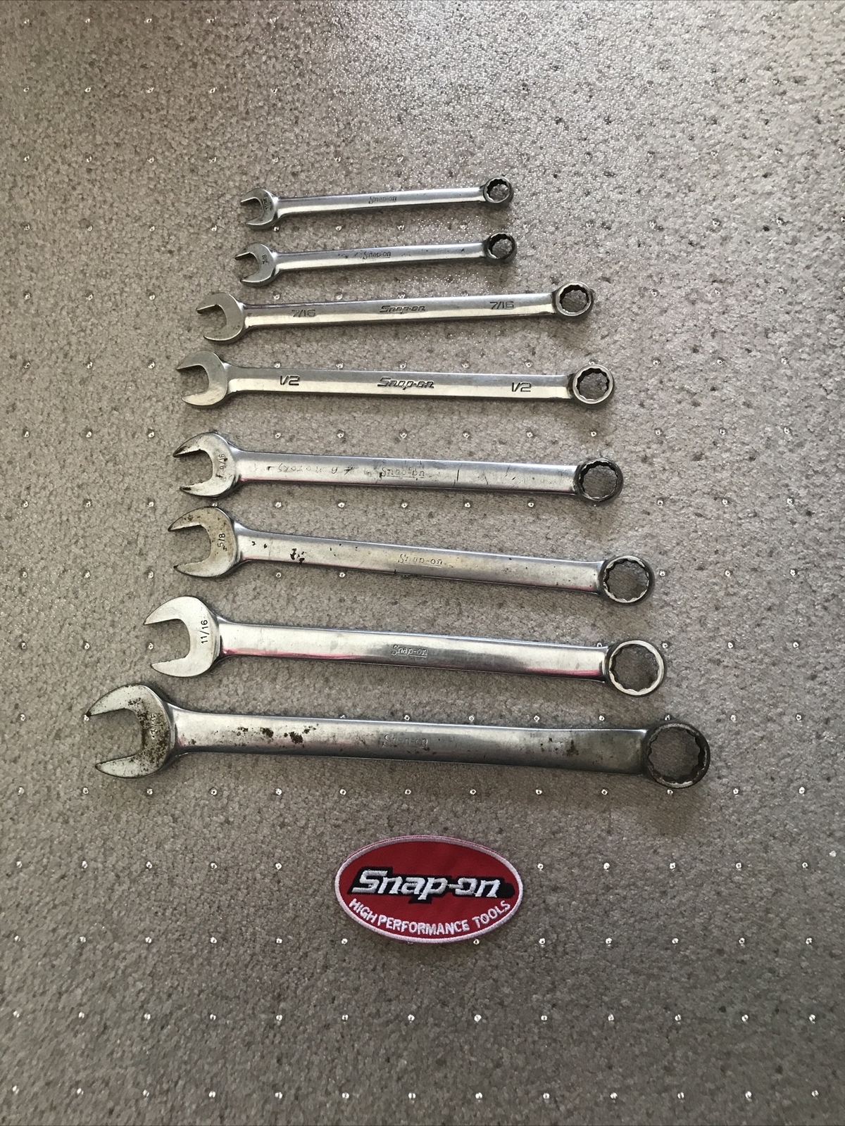 8 Pc Set Snap-on Tools SAE 12 Pt Standard Combination Wrenches OEX26-OEX110
