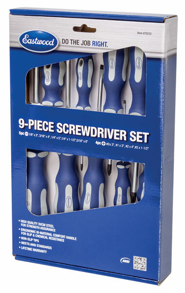 Eastwood 9 Pieces Ergonomically Magnetic Tip Screwdriver Set