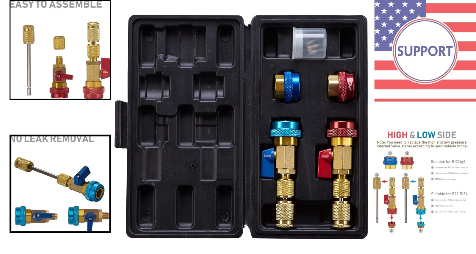 Professional Automotive AC Valve Core Tool Set for R134A & R1234YF Systems