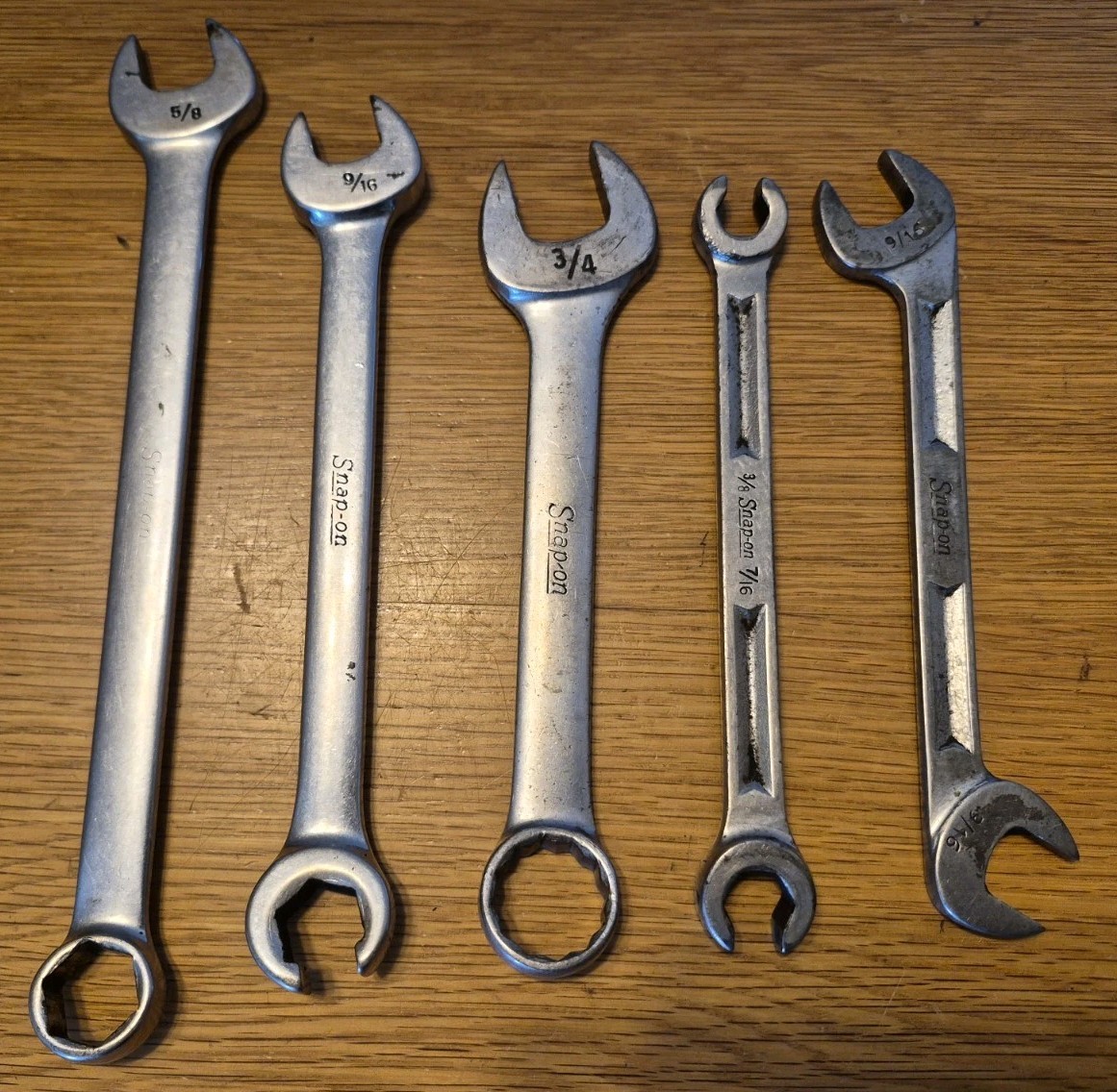 Mixed Snap-On Wrench Lot – OSH20 RXS18 OEX-240 RXV-1214-S V-5218 – Lot of 5