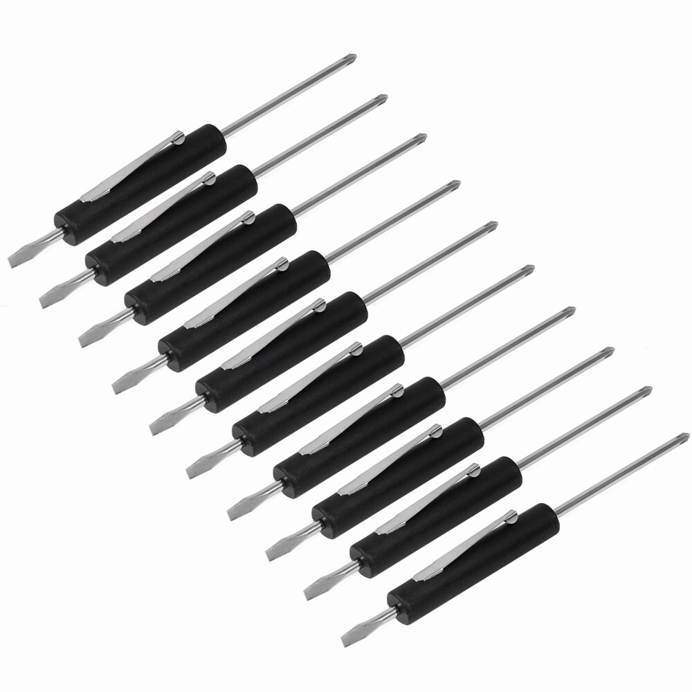 Mini Pocket Screwdriver Flat Tip w/ Magnet and Clip Phillips Slotted Flat 10PCS