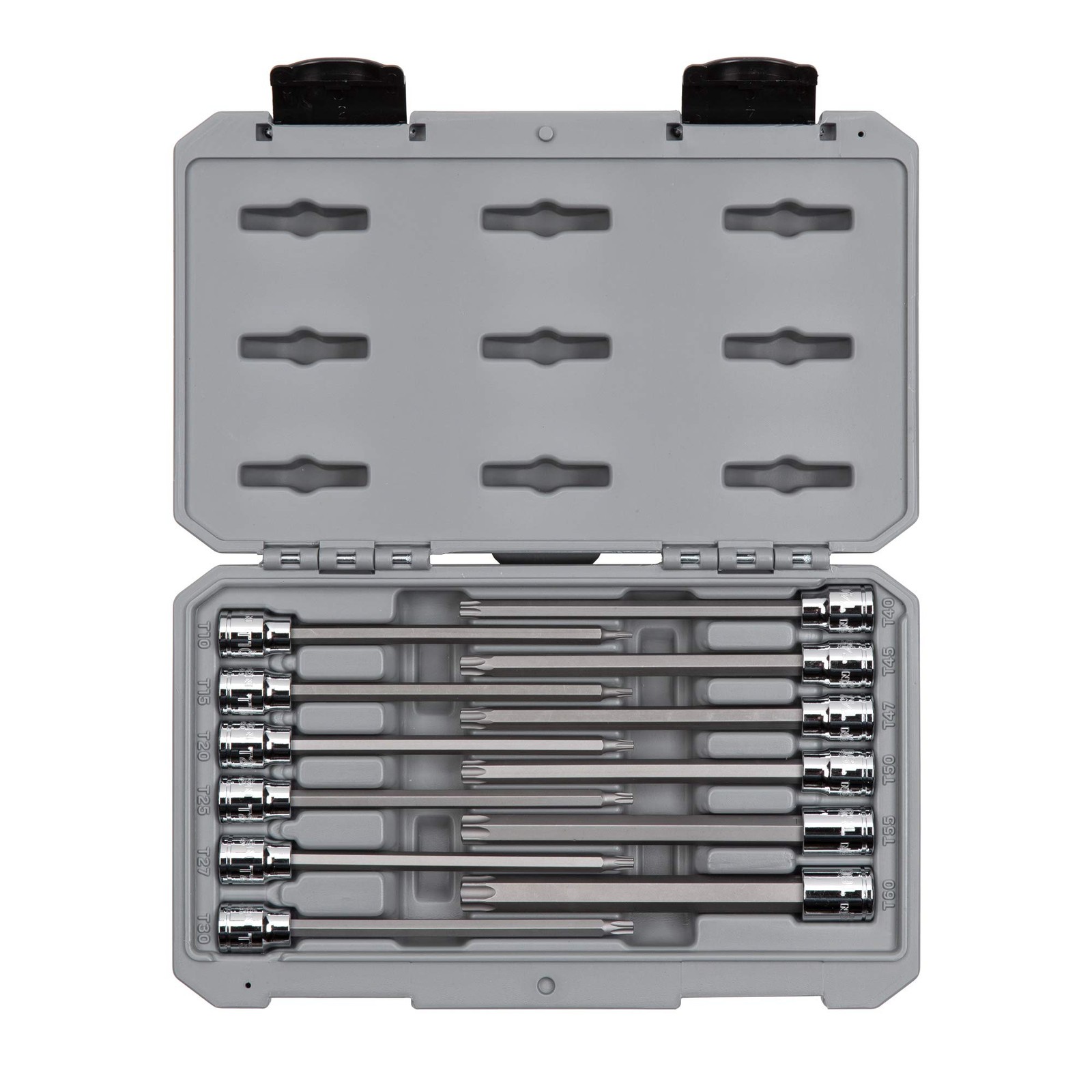 12-Piece 3/8″ Drive Long Torx Bit Socket Set T10-T60 with Case for Mechanics