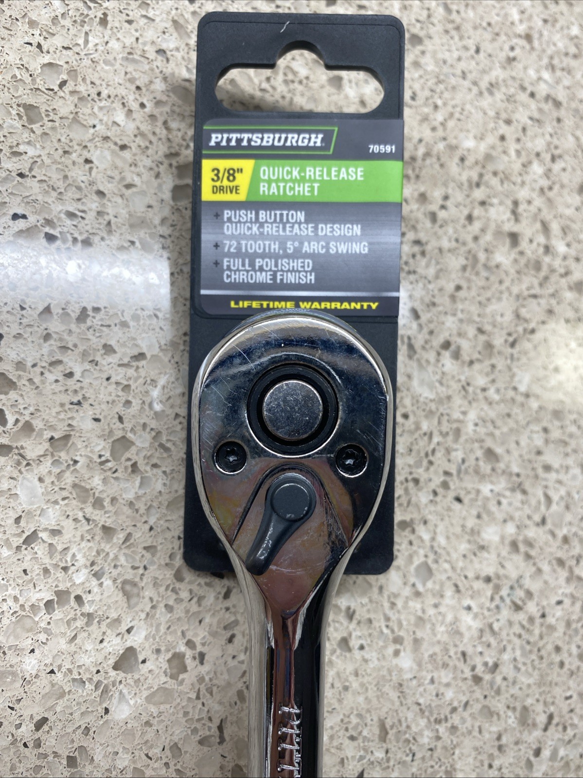 NEW Pittsburgh 3/8″ Drive Push Button Quick Release Ratchet 70591