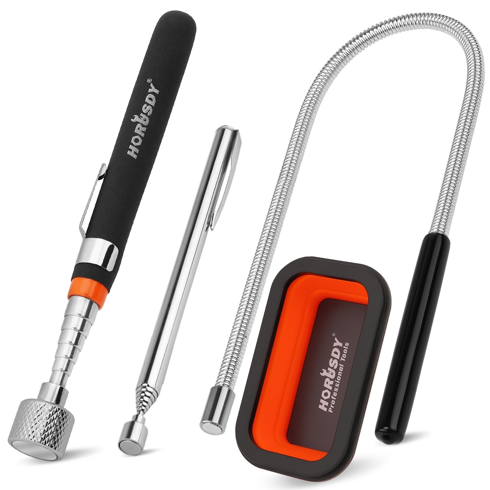 HORUSDY 4 – PIECE Magnetic 4 – Pickup Tools Kit, Black-Red