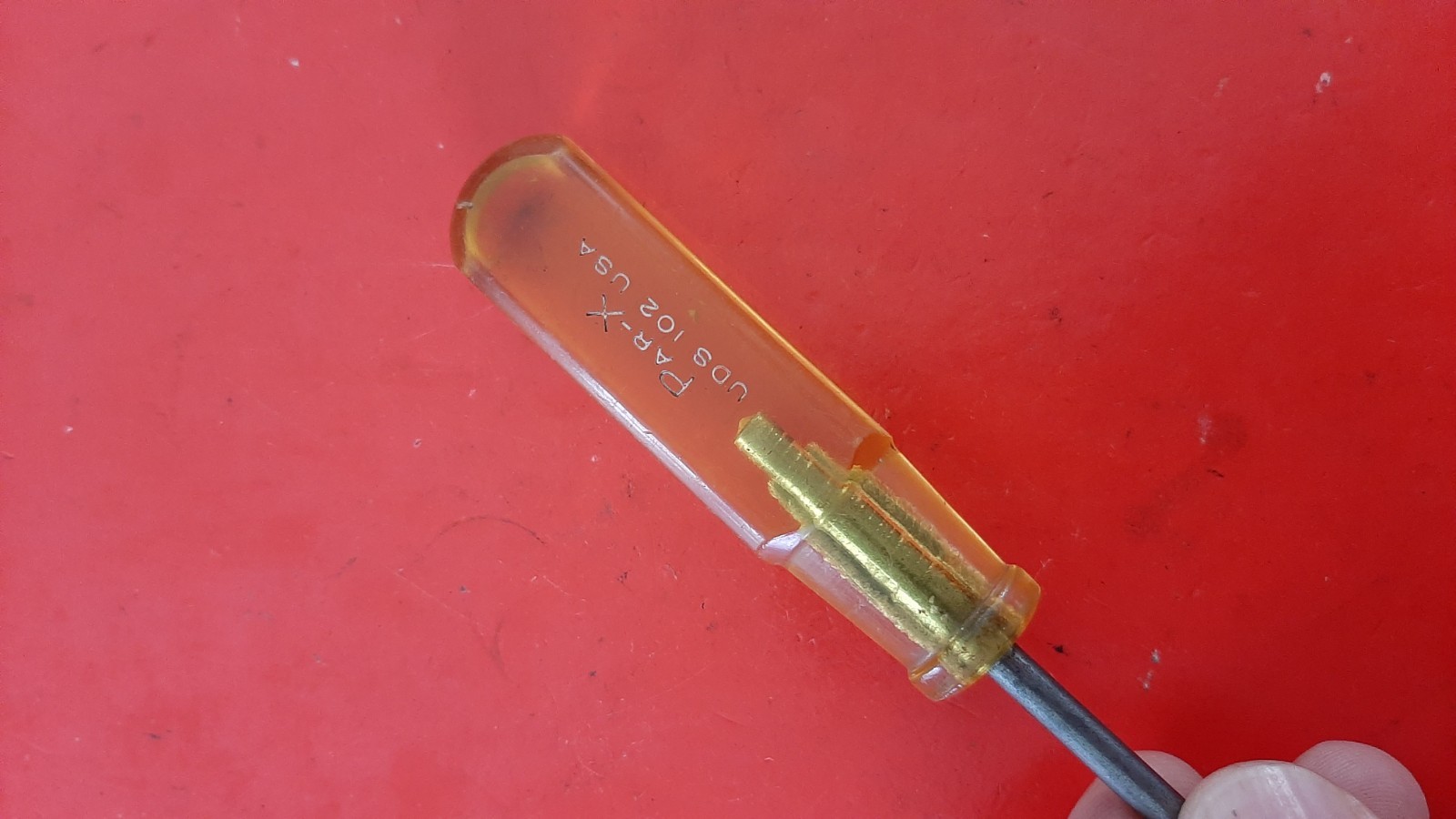 Vintage Par-X Flat Yellow Handle Slotted Screwdriver UDS-102 5.25” Long USA