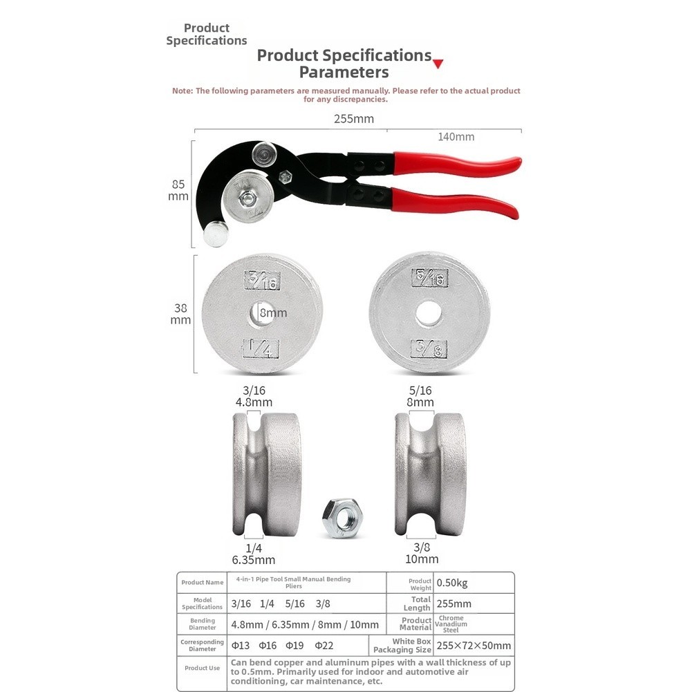 Manual 4 in 1 Tube Bender Tool for For copper Aluminum and Steel Pipes Red Blue