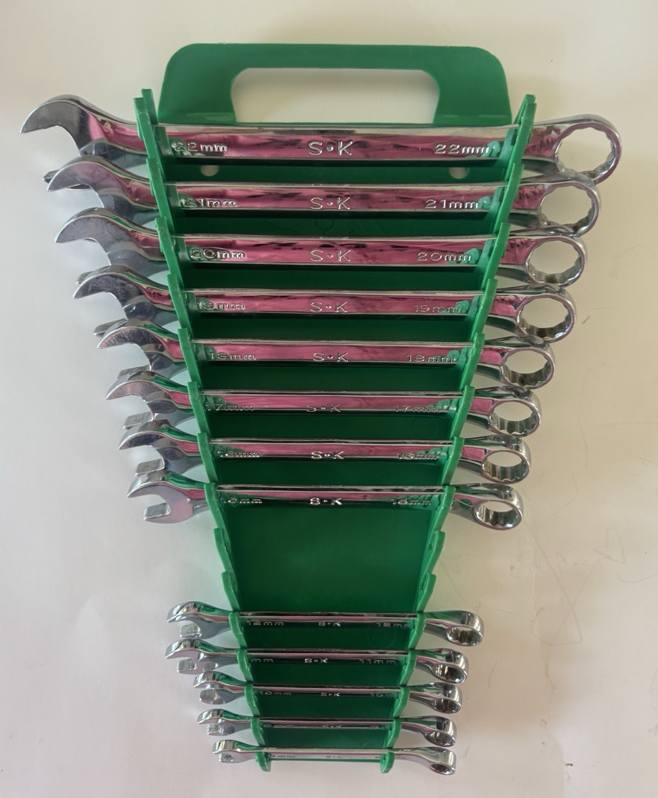 Vintage S.K. Tools 86265 USA Combination Wrench Set w/ Original Rack