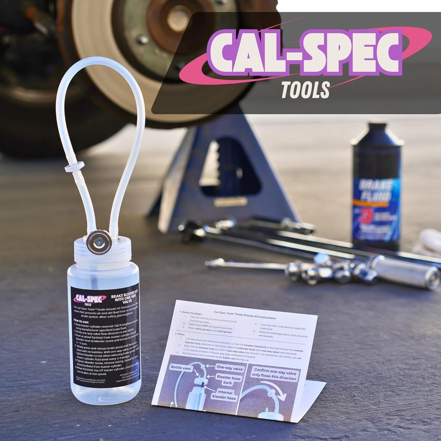 USA-Made 16oz Brake Bleeding Tool with High-Strength Magnet & Check Valve Design