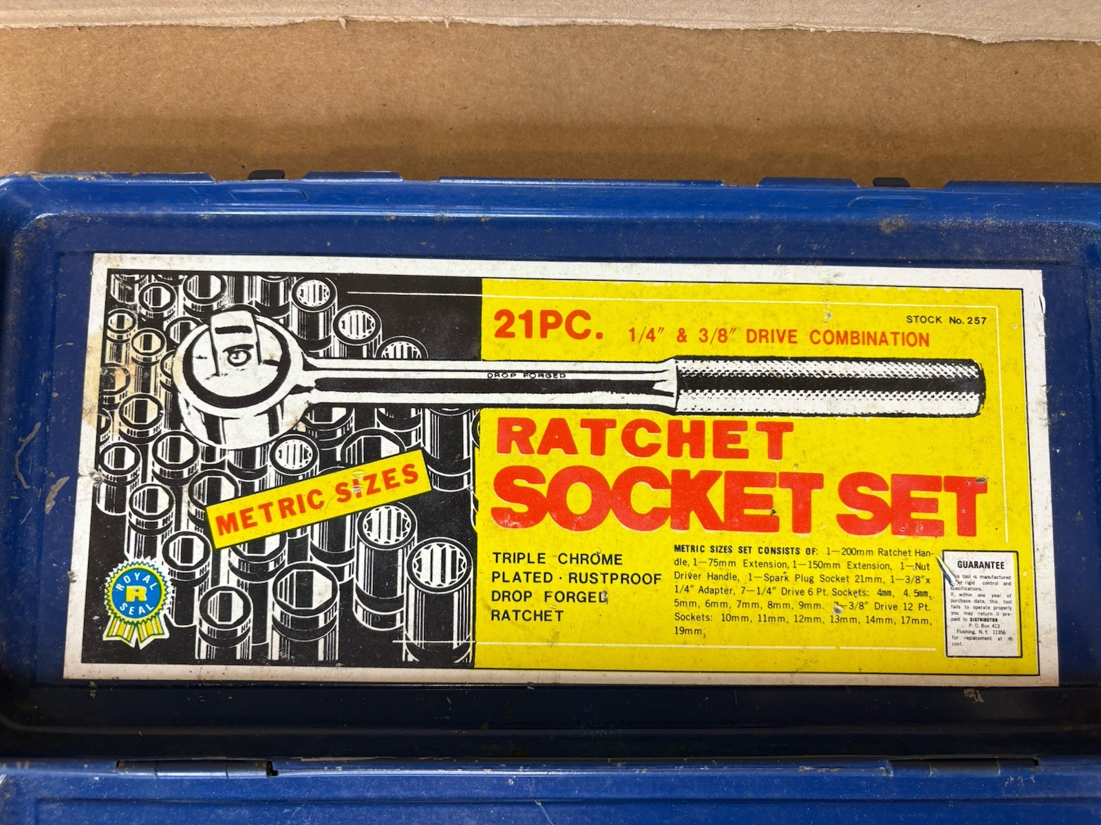 Vintage Royal Tools Tin Case ONLY for Ratchet Socket Set 257 Metric NO Contents