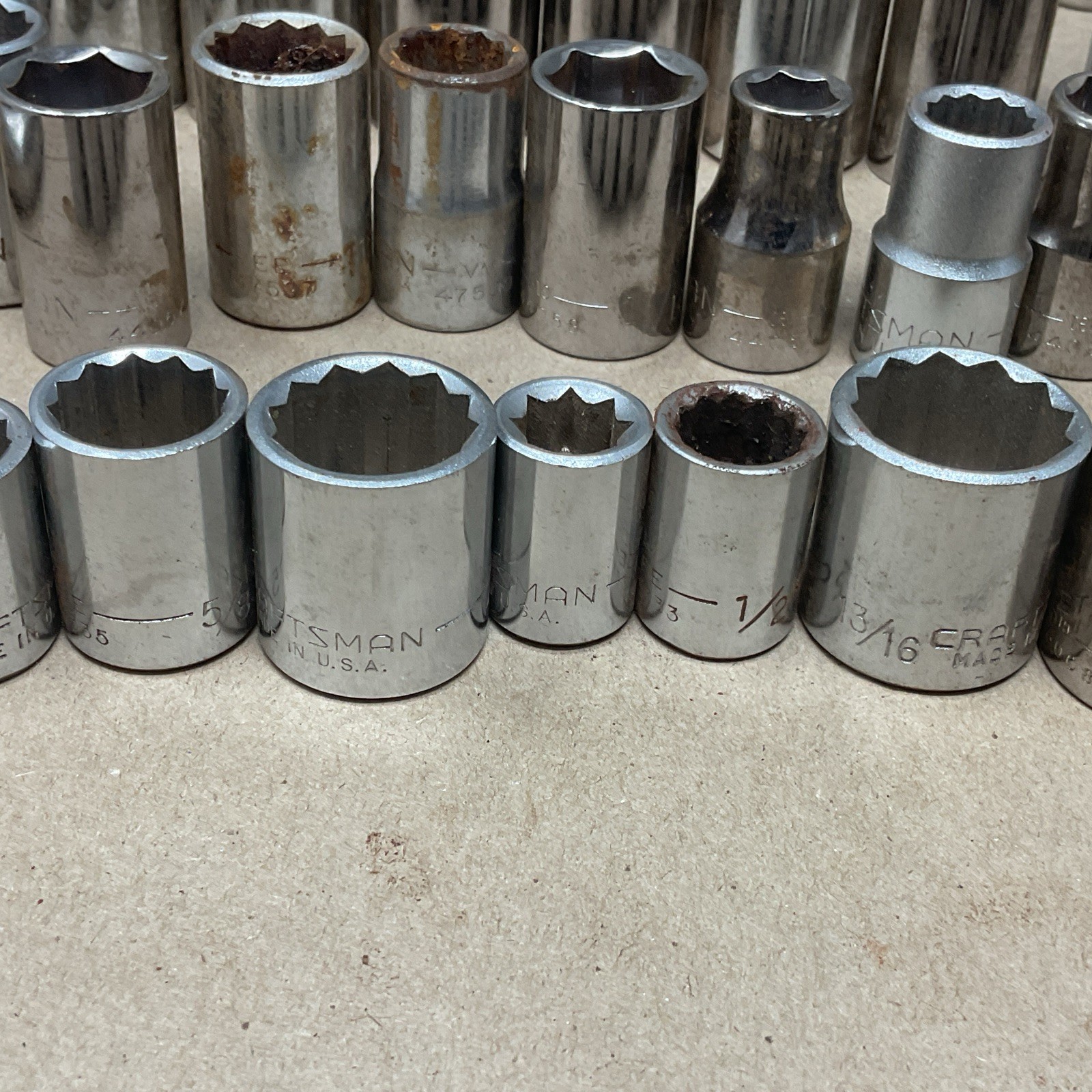 Mixed Lot 97 Vintage Craftsman Sockets SAE 1/2 3/8 1/4 inch drive
