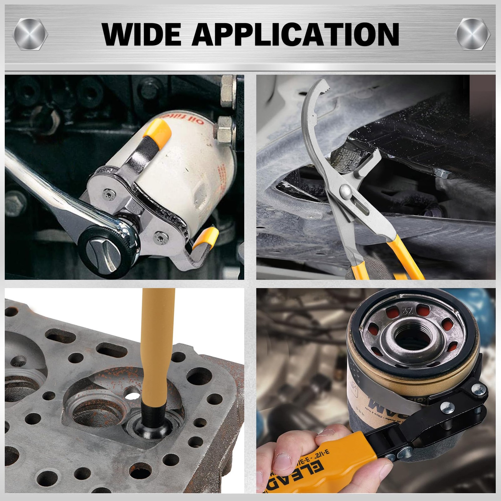 9 PCS Oil Filter Wrench Set Professional Pliers Swivel Head Removal Tool Auto
