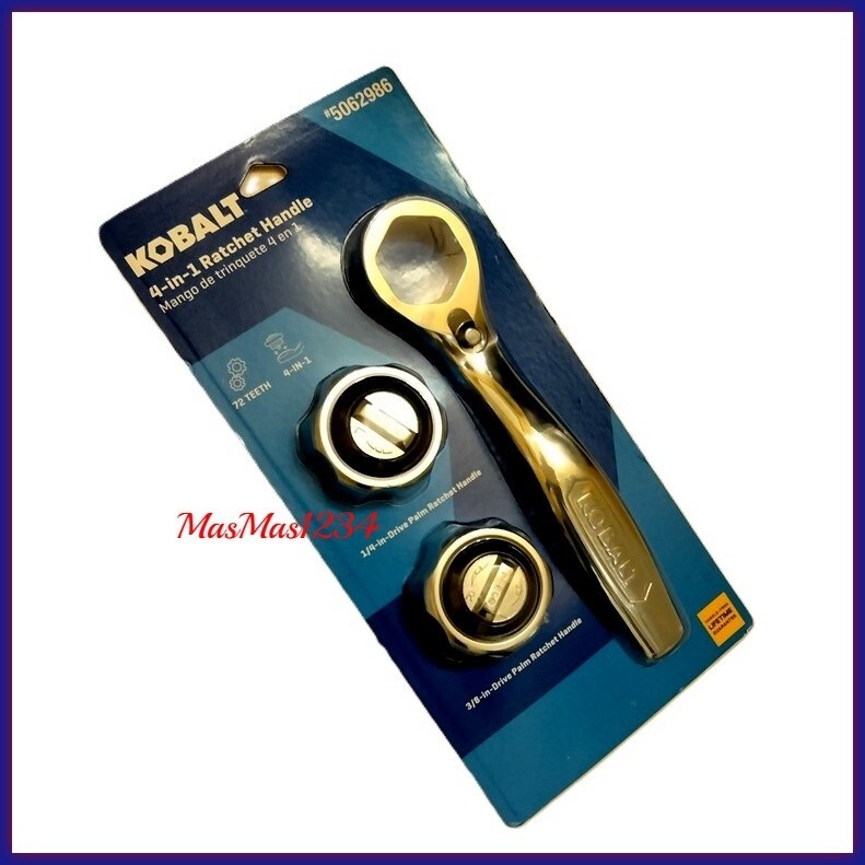 KOBALT 4-in-1 Palm Ratchet Wrench Handle Set 1/4″ & 3/8″ Drive 5062986 Fast Ship