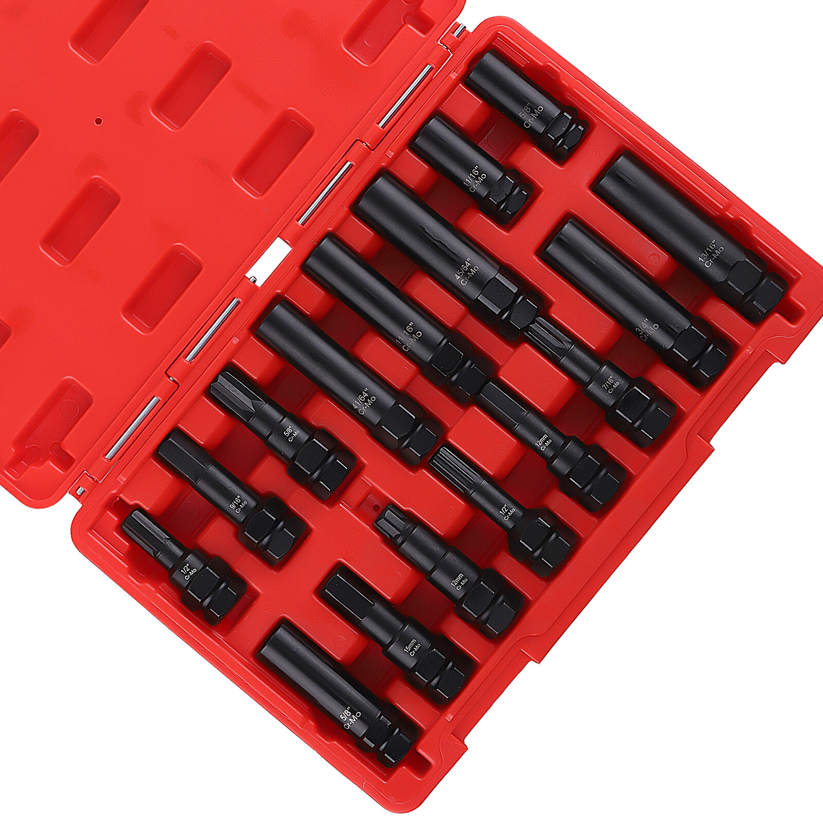 16x Locking Lug Nut Master Key Set Wheel Lock Tire Lug Removal SKT Tool Kit