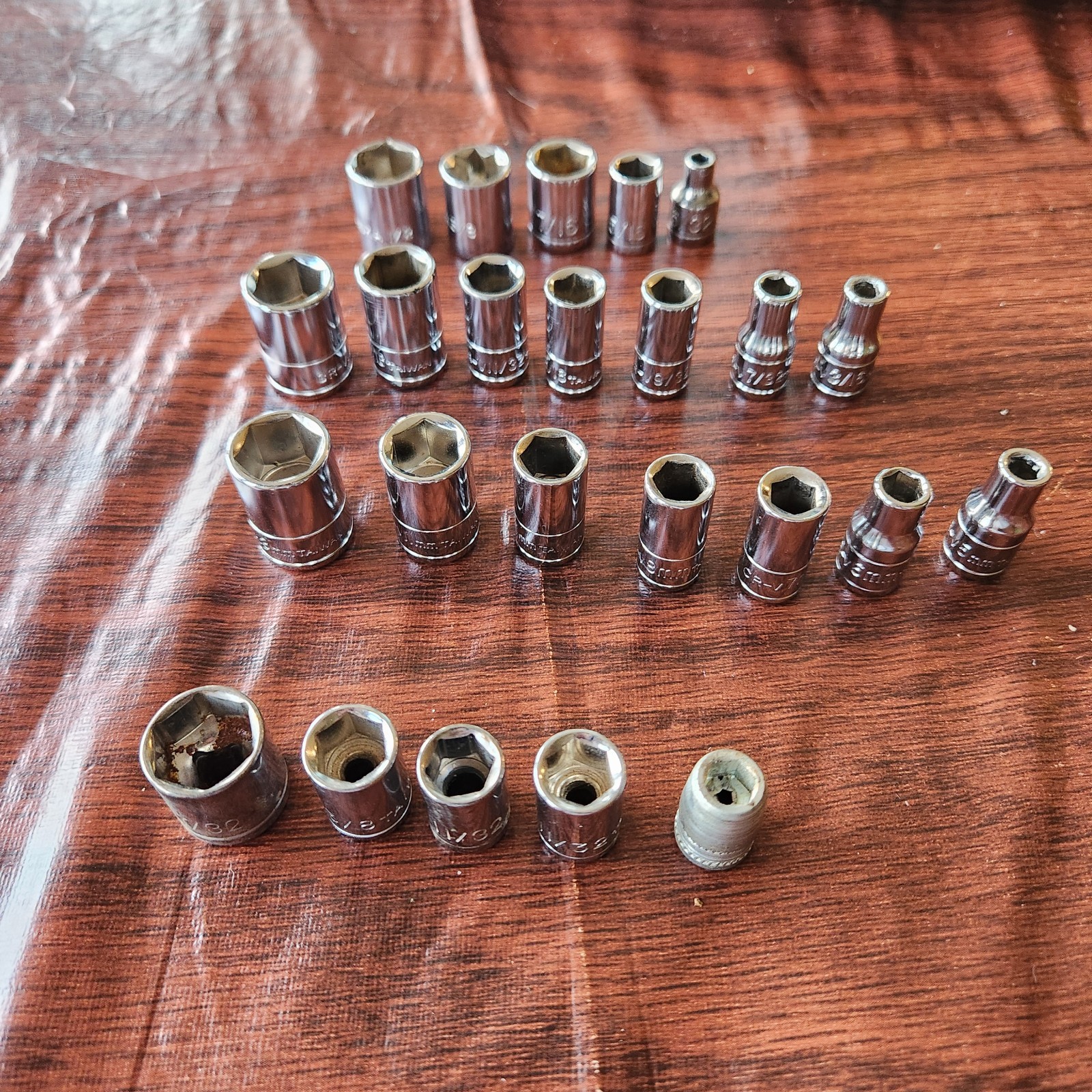 Lot of 24 Standard & Metric 1/4″ Drive Sockets Taiwan Japan Sri Lanka