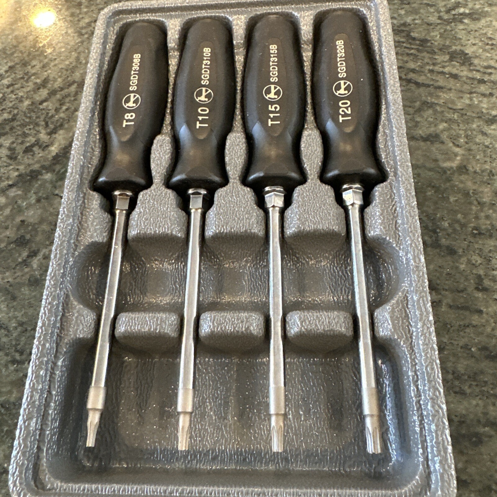 Snap On sgtx40b 4 pc soft grip mini torx screwdriver set black new