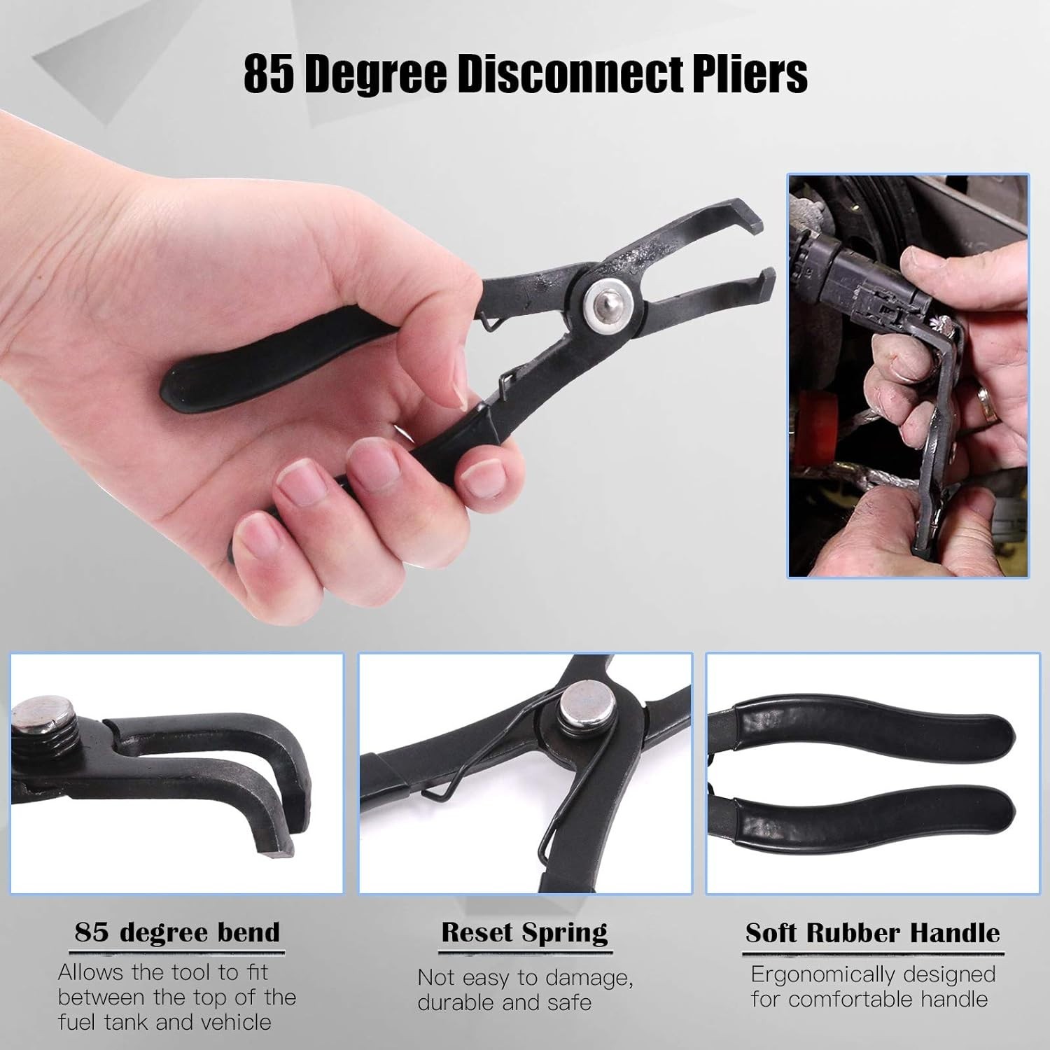 Essential 3-Piece Fuel Line Tool Set: 9-Inch Caliper & 80-Degree Pliers for Cars