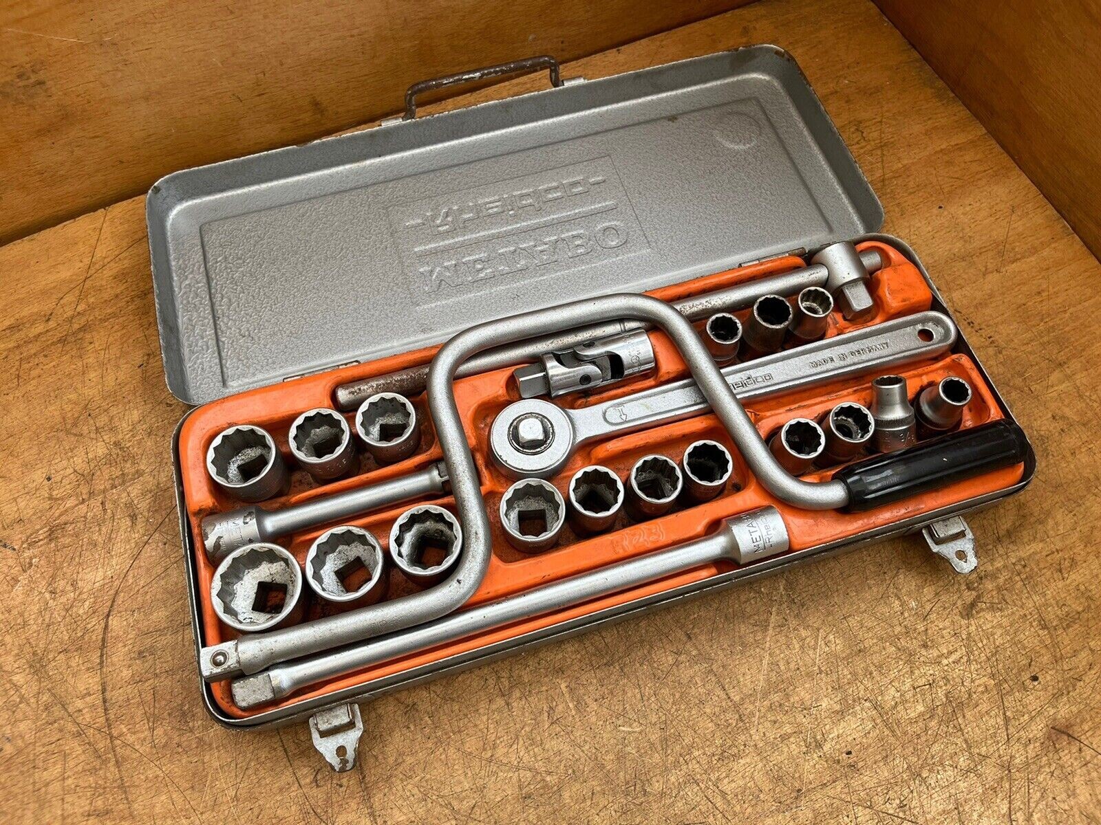 23pc Metabo Rheidco Socket Set 1/2″ dr Made Germany SAE/Whit (3 sockets Elora)