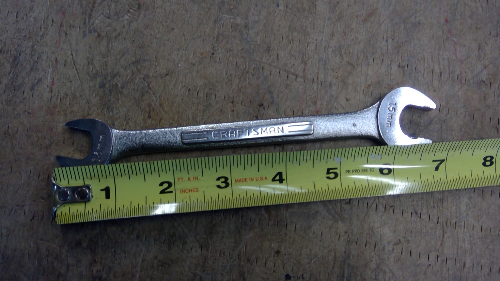 Vintage Craftsman Tools 15mm X 13mm Metric double open wrench -V- 44507 USA