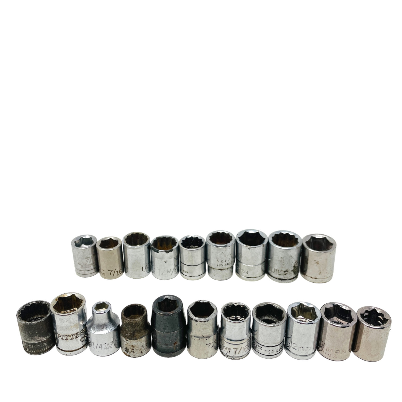 20 Pcs Craftsman, Proto and Assorted 1/4, 7/16, 12mm, 14mm Socket Set