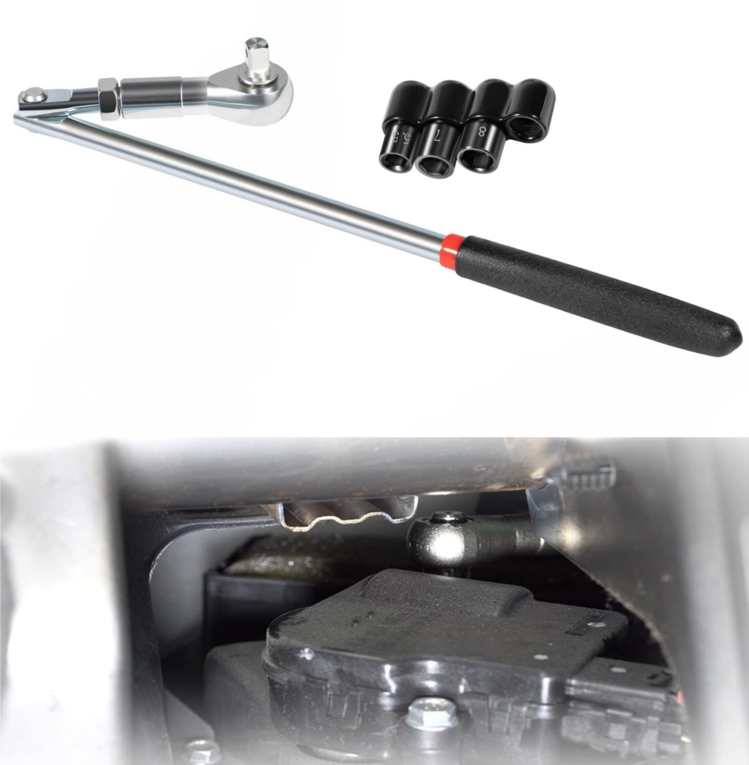 64180 Actuator Motor Tool Set 5.5mm 7mm 8mm Socket and 1/4″ Square Drive Adapter