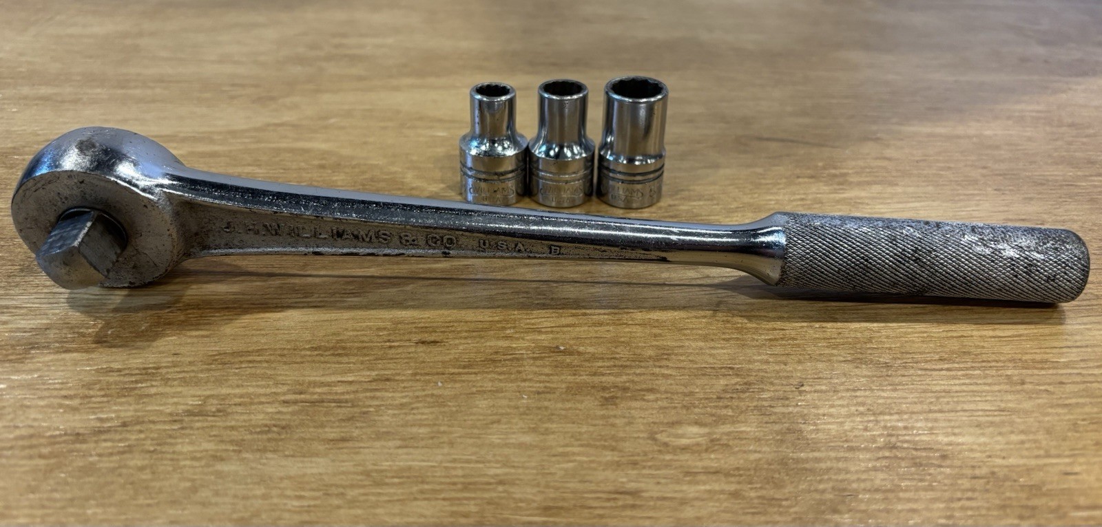 Vintage J.H.Williams & Co • S-52 Superatchet • 1/2″ Drive w/ 3 Sockets • USA