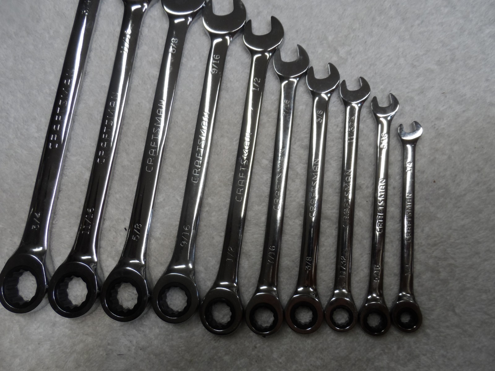 Craftsman SAE Full Polish Combination Ratcheting Wrench Set – 10 pcs