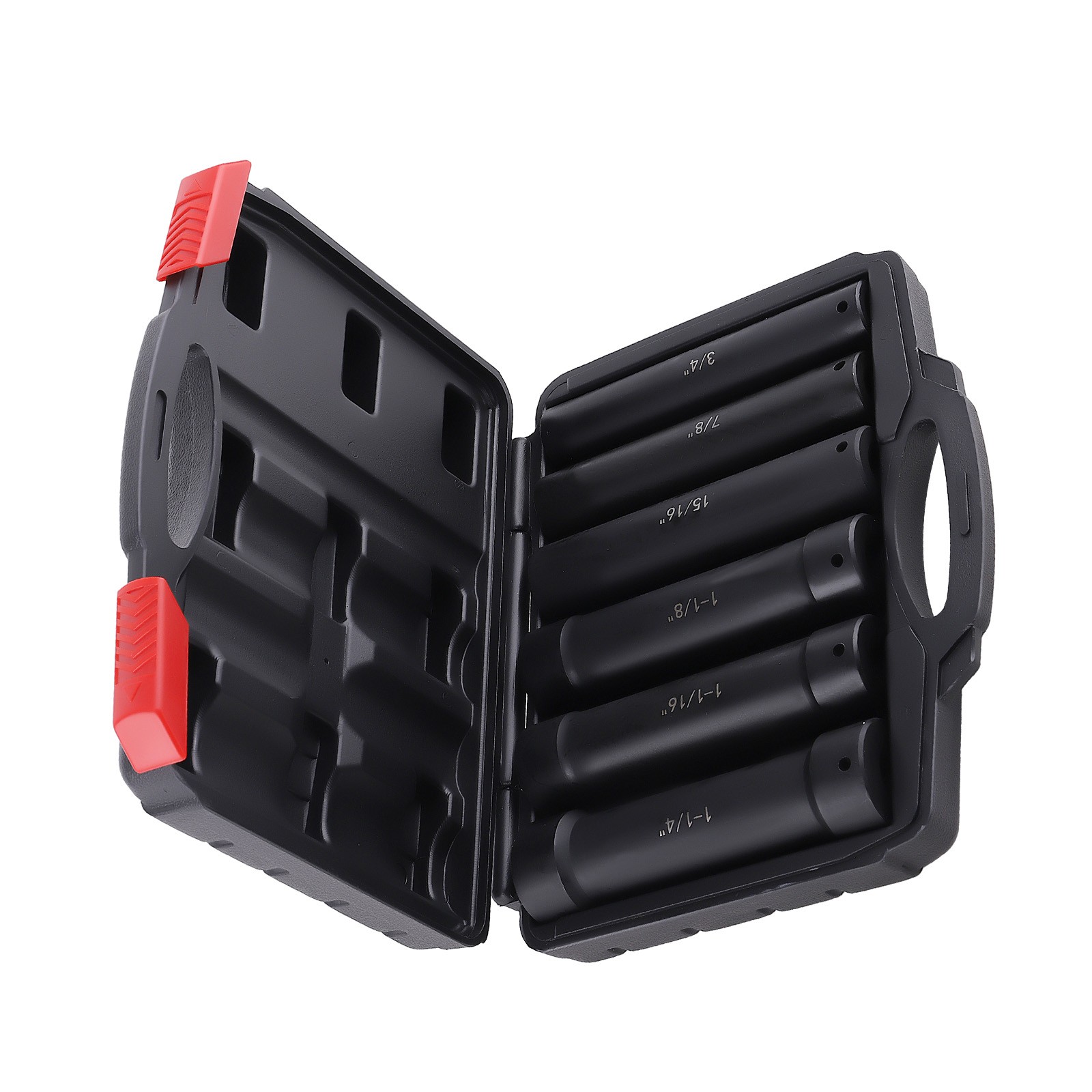 6* 1/2 Inch Drive Extended Length Impact Socket Set Heavy Duty W/ Storage Case