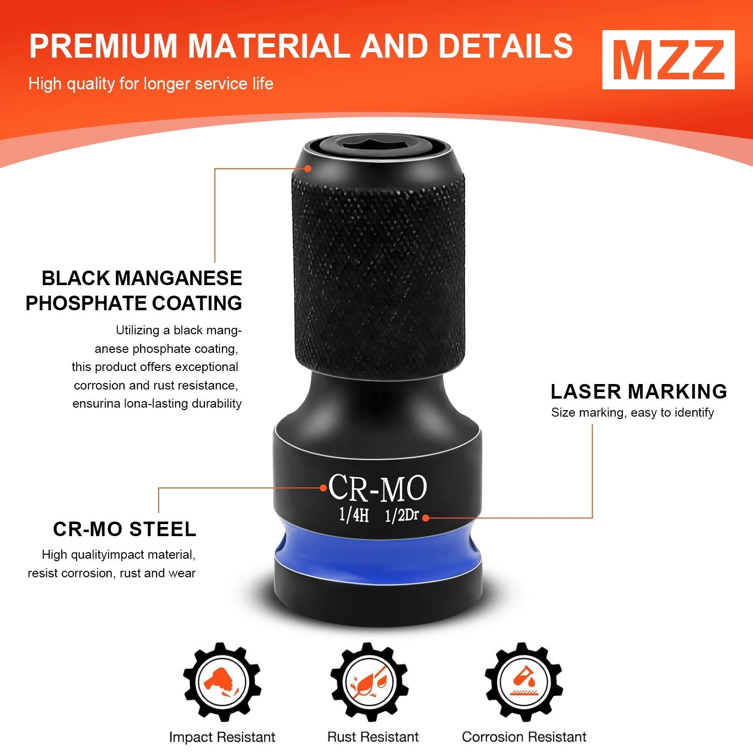 1/2 Impact Socket Adapter Hex to Square Drive Quick Release Bit UK