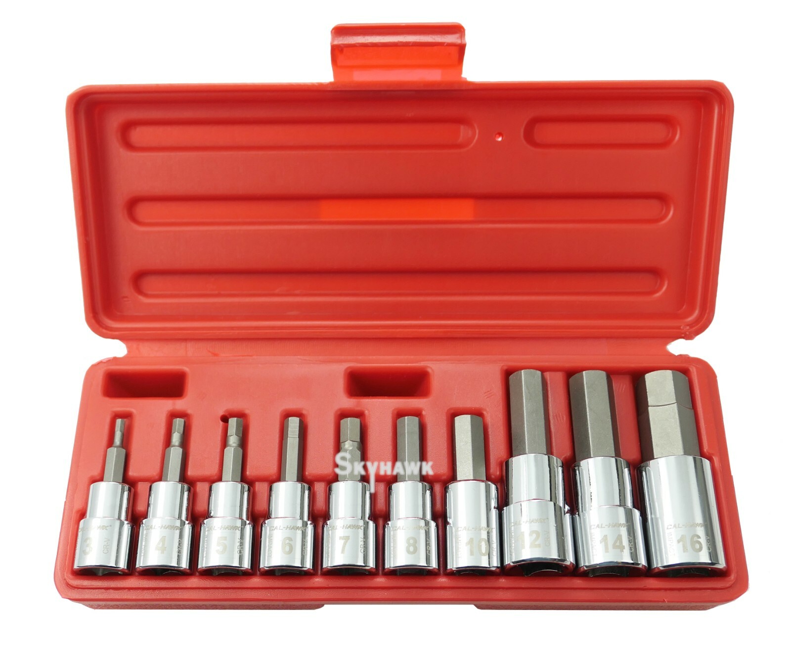 10pc Drop Forged Metric 3/8″ & 1/2″ Drive Hex Key Allen Head Socket Bit Set CR-V