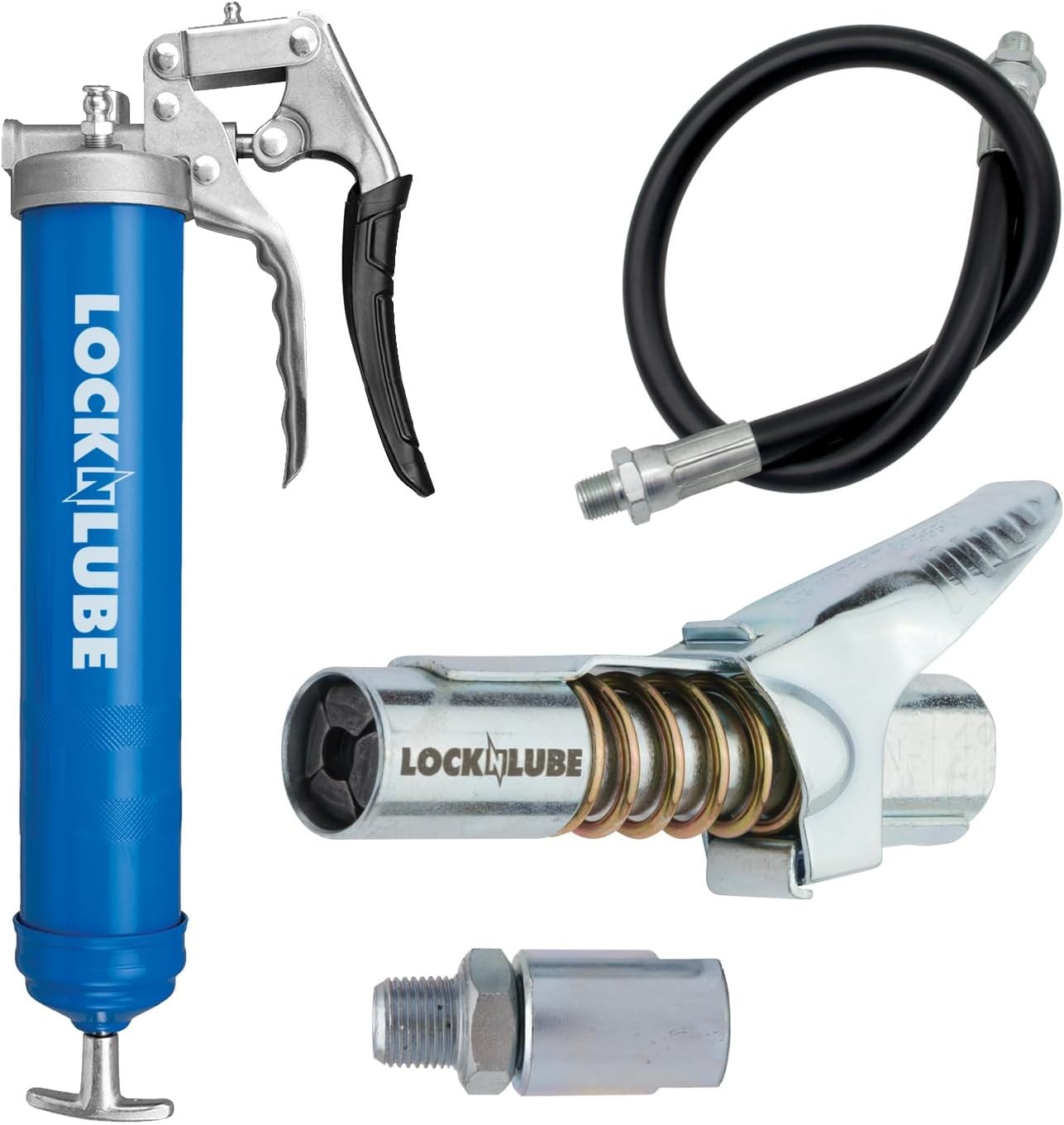 LockNLube Heavy-Duty Pistol Grip Grease Gun Coupler XL, Blue