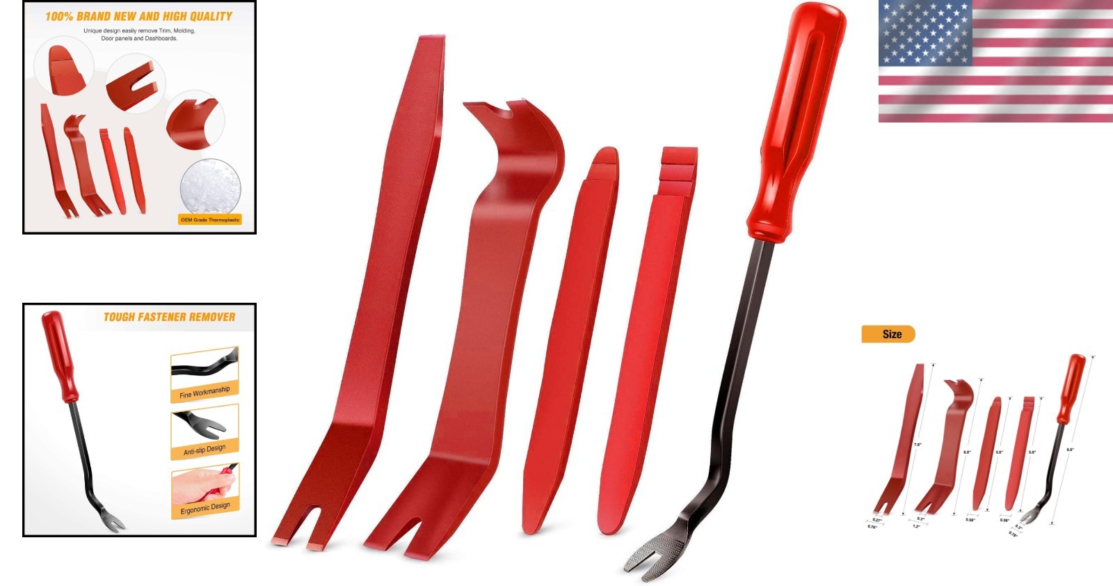 Versatile 5-Piece Lightweight Trim Removal Tool Set for Safe Vehicle Repair