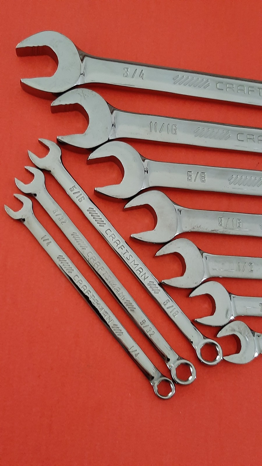 NEW Craftsman OVERDRIVE 10 Piece SAE Combination Wrench Set 1/4″ to 3/4″