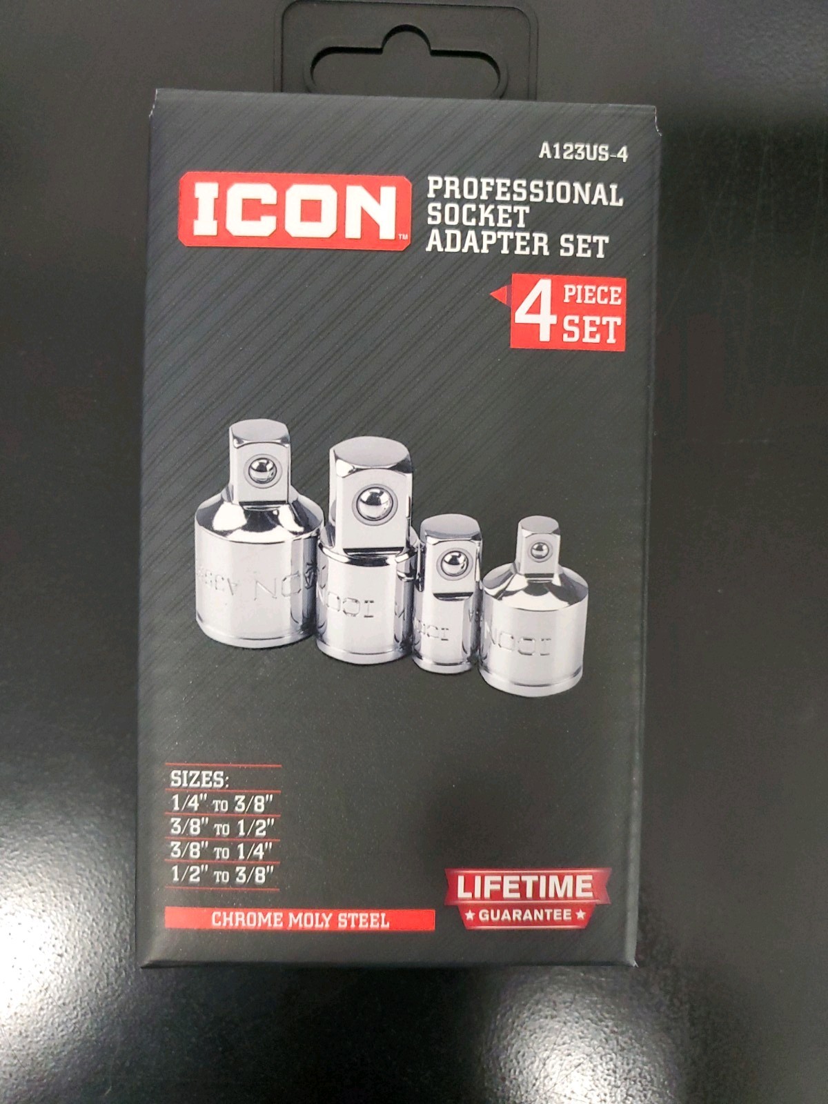 Icon Professional Socket Adapter Set 4 Piece Chrome Moly Steel A123US-4 57324