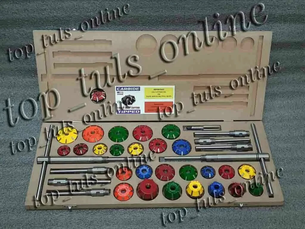 43x VALVE SEAT CUTTER SET CARBIDE TIPPED 27+10+2+2 CHRYSLER, GMC,HEMI HEADS BOXD