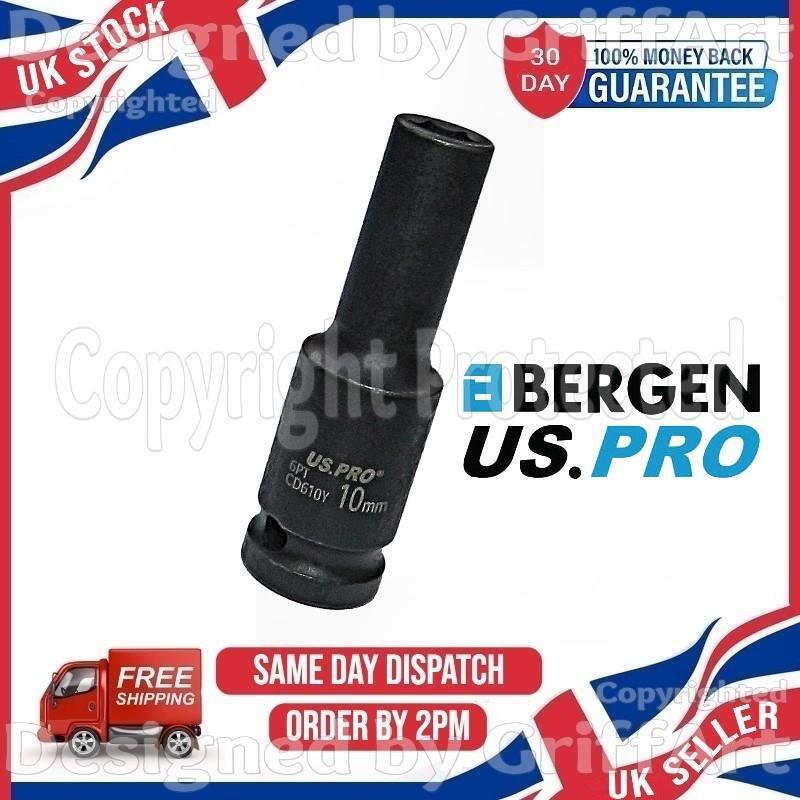 US PRO 10MM 1/2″ DRIVE 6PT SINGLE CR-V DEEP IMPACT HEX SOCKET WRENCH LONG REACH
