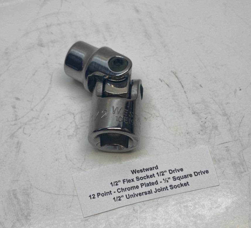Westward 1/2″ Flex Socket 1/2″ Drive – 6 Point – Chrome Plated – 1/2″ U-Joint