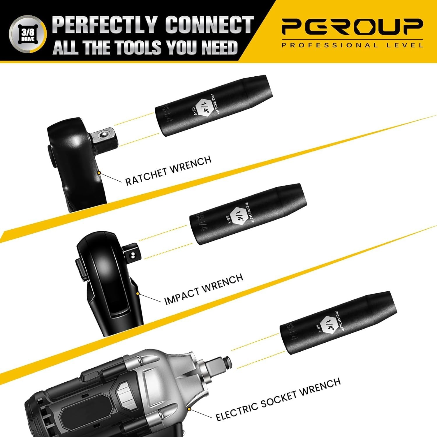 SAE 1/4» Deep Impact Socket – Chrome Vanadium, Black Manganese Coating