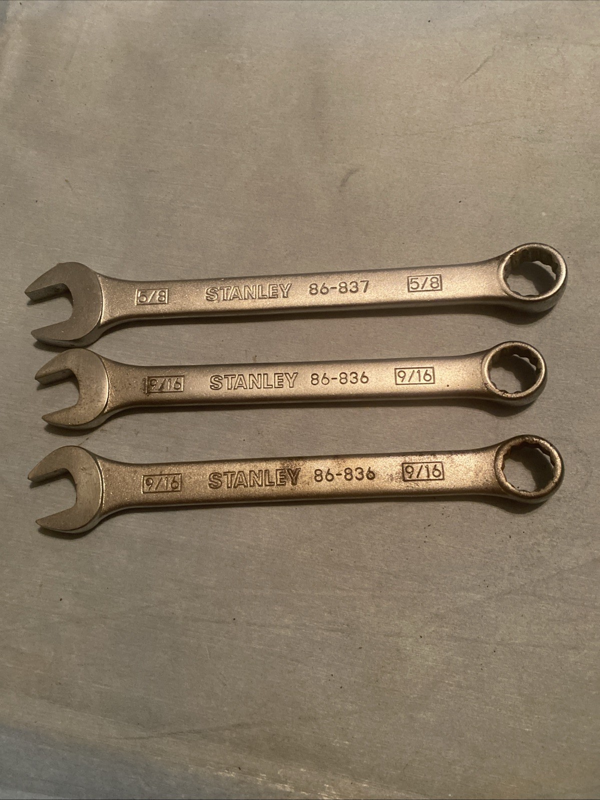 Stanley 3 Piece Set Of Wrenches. 5/8 And 9/16.