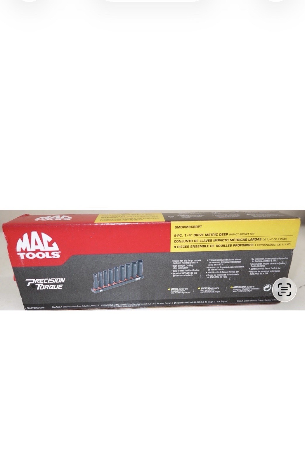 Mac Tools 9-PC 1/4″ Dr Metric Deep Impact Socket Set SMDPM96BRPT