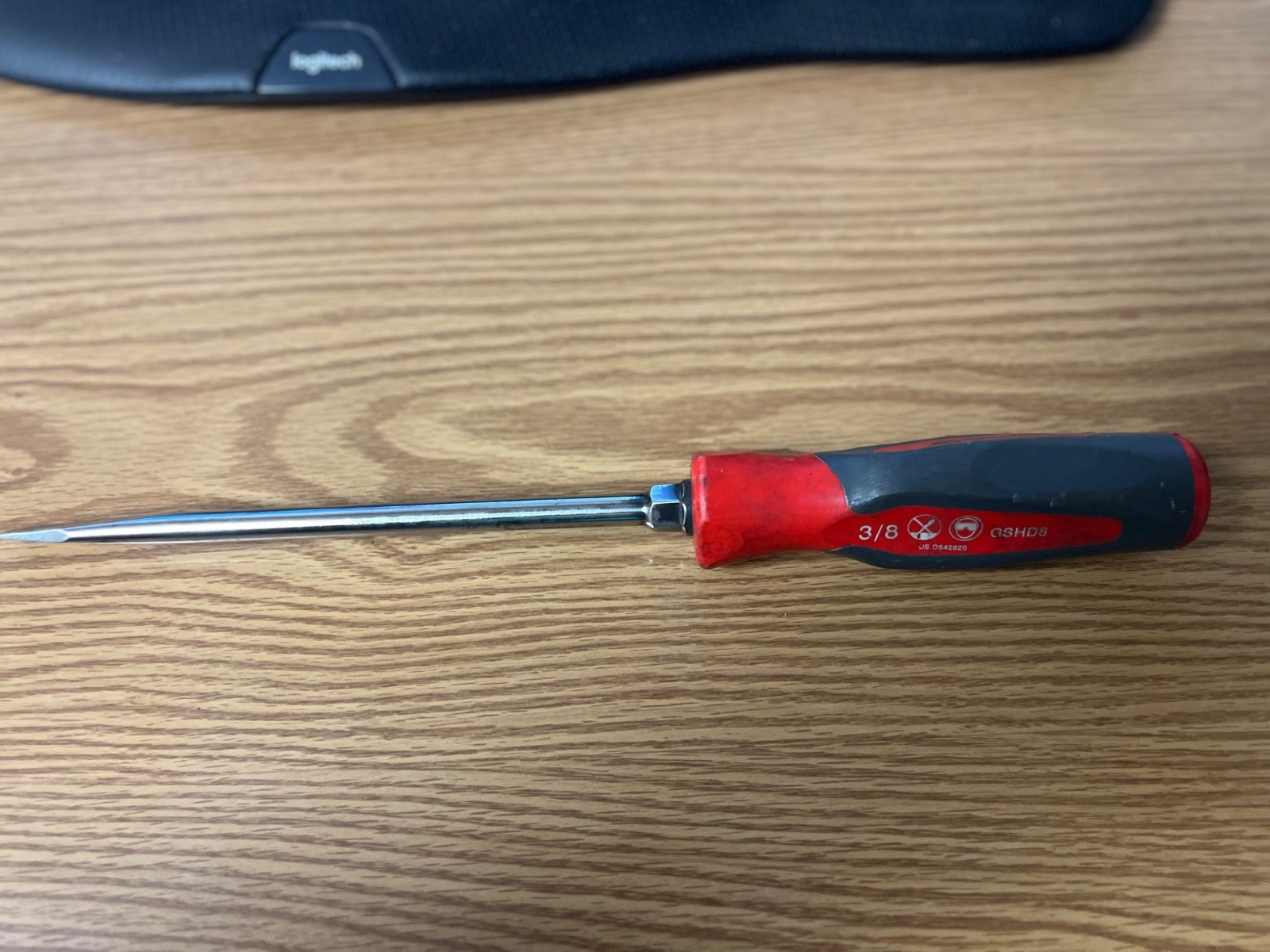 SNAP ON GSHD8 3/8 FLAT BLADE SCREWDRIVER 13.5″ LONG RED/GRAY HANDLE – LOT#6