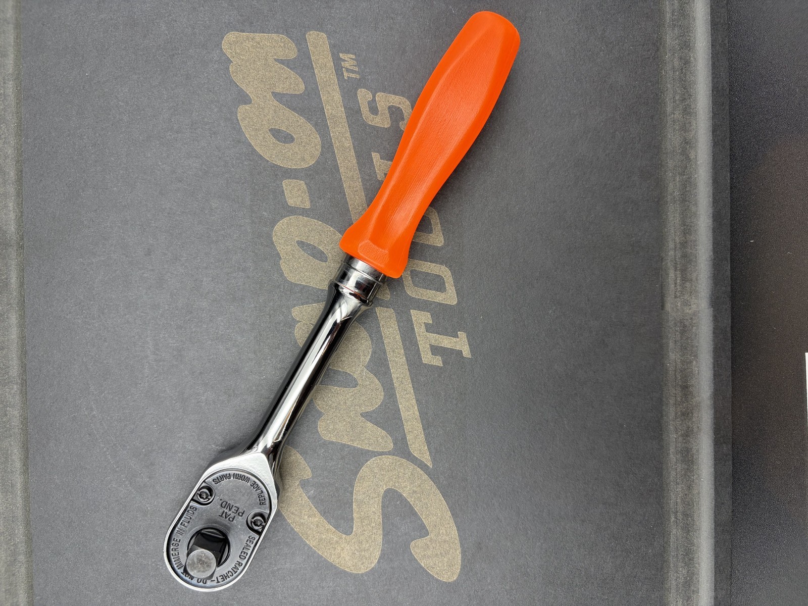 Snap-on FHD80 NOS NON-USA Stamped Head ORANGE 3/8″ Dr Hard Grip Ratchet