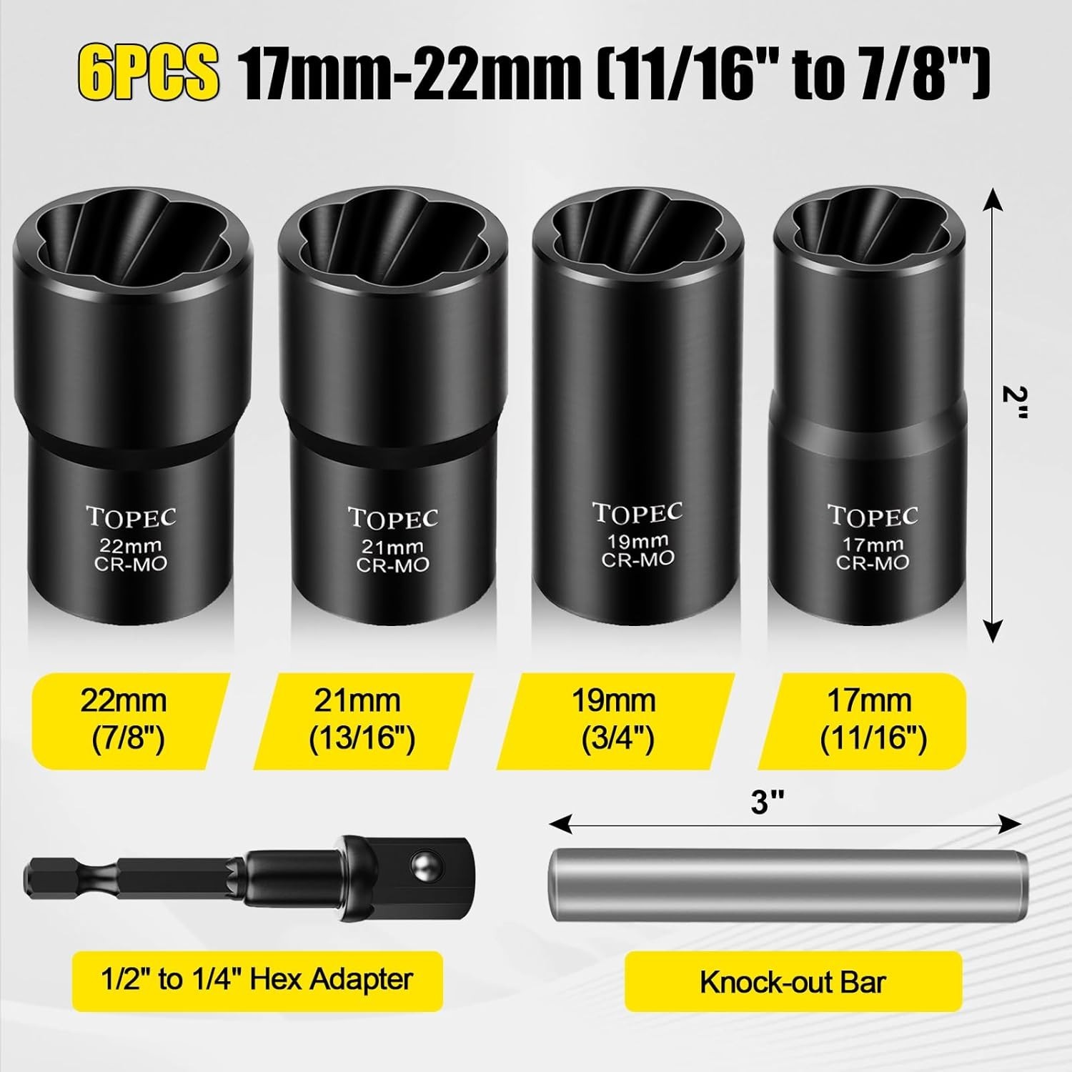 Durable 6-Piece Stripped Lug Nut Extractor Set | Perfect for Auto Repairs