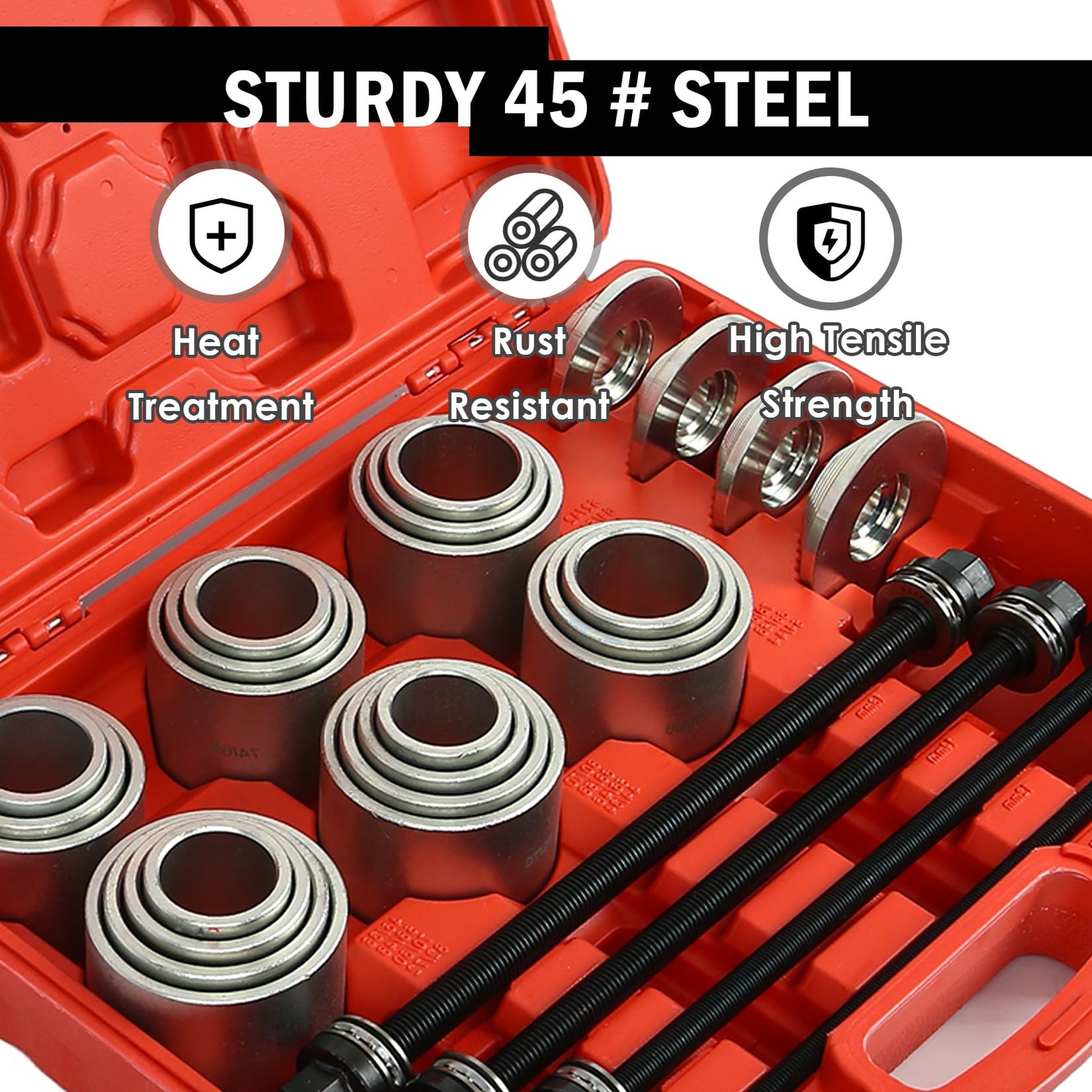 28PCS ProfessionalPress & Pull Sleeve Kit for Removing Bearings Bushes Seals