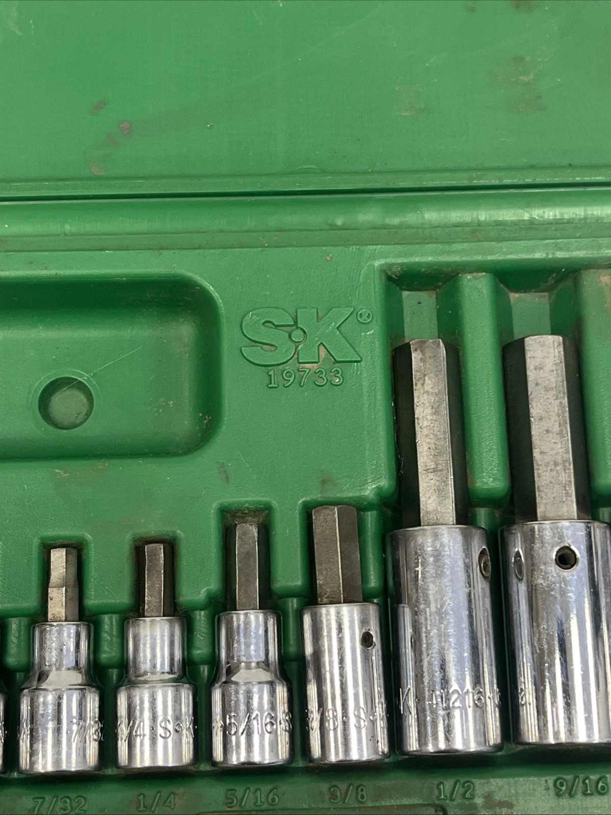 SK Tools USA 19733 9pc SAE 5/32-5/8″ Hex Allen Bit Socket Set w/ Case