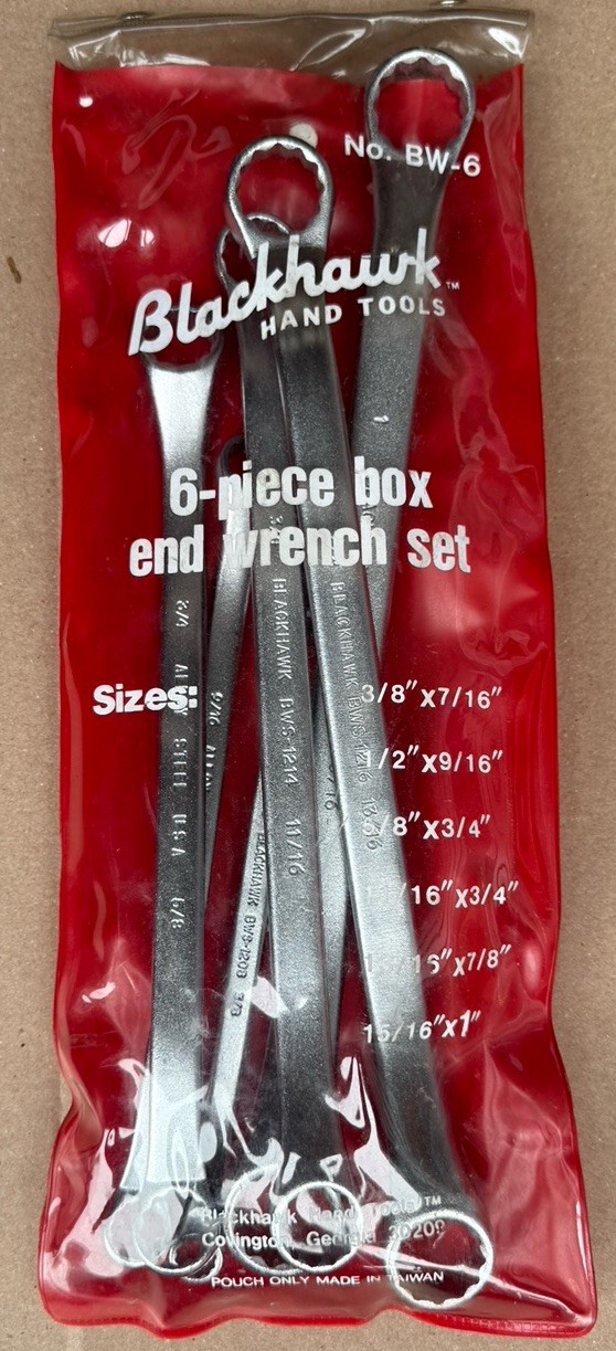 Blackhawk 6pc Offset Box End Wrench Set SAE 3/8” – 1” 12pt BW-6 USA NOS NEW