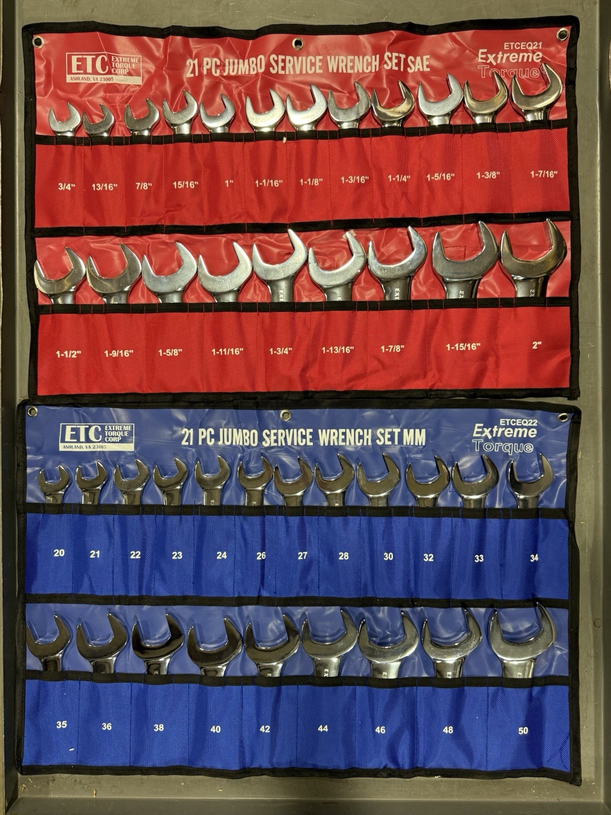 Special: Metric & SAE 21 pc Jumbo Hydraulic Line Service Open End Wrench Sets