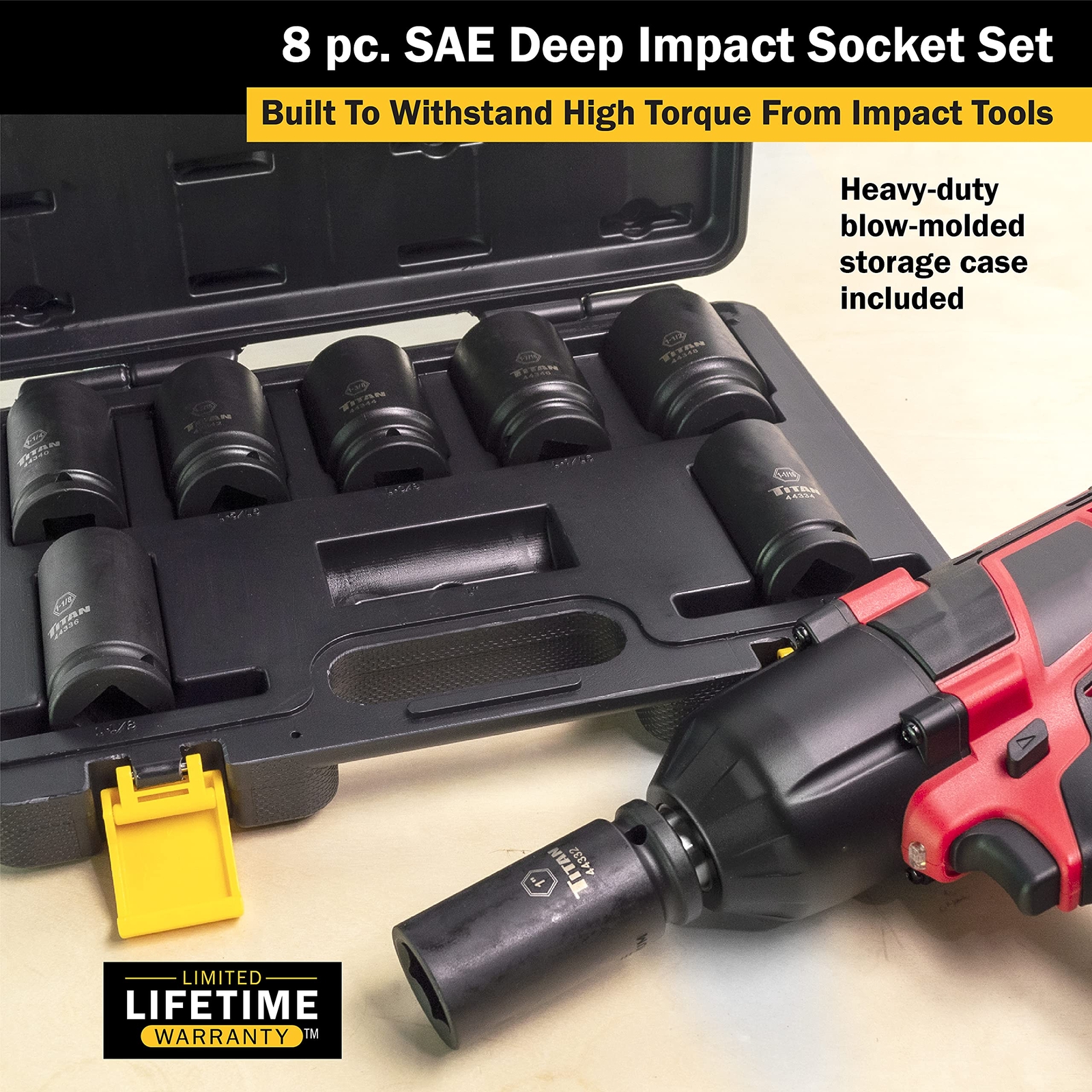 Titan Tools 8 pc. 3/4 in. Drive SAE Deep Impact Socket Set (44300)