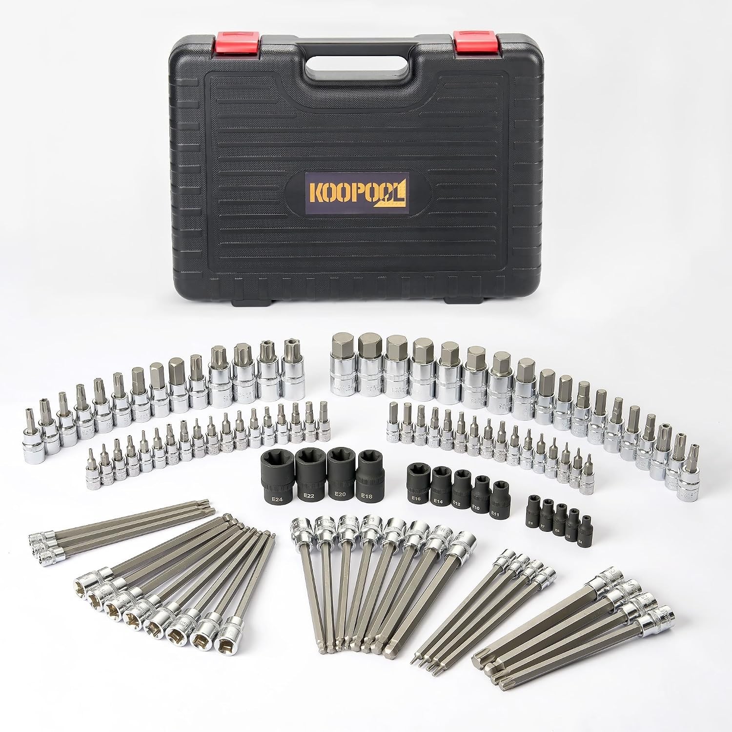 Durable 107-Piece Chrome-Plated Torx & Allen Set with Storage Case – S2 Steel