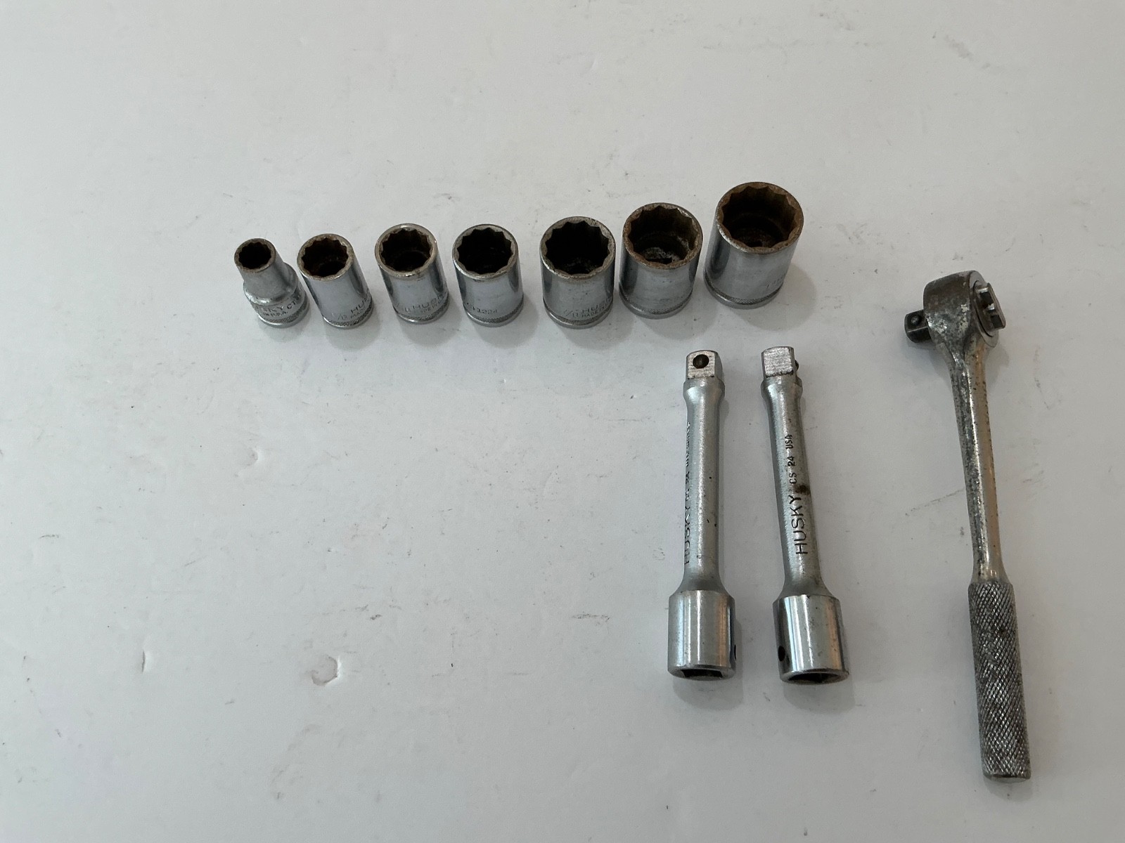 Vtg Asst Husky sockets, extensions & ratchet 10 pc USA made all for $25